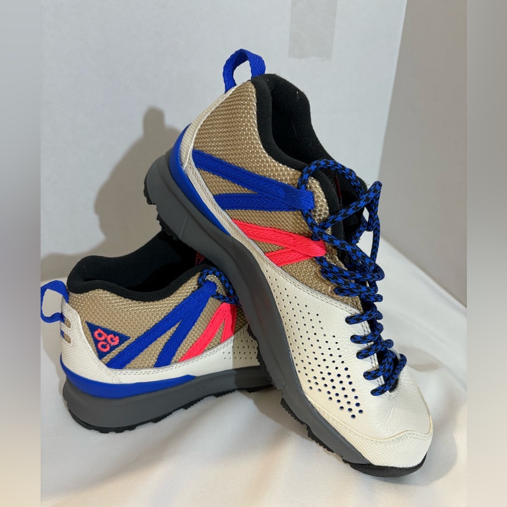Nike Men’s ACG Okwahn II Outdoor Hiking Trail Shoes White Leather blue size 6.5